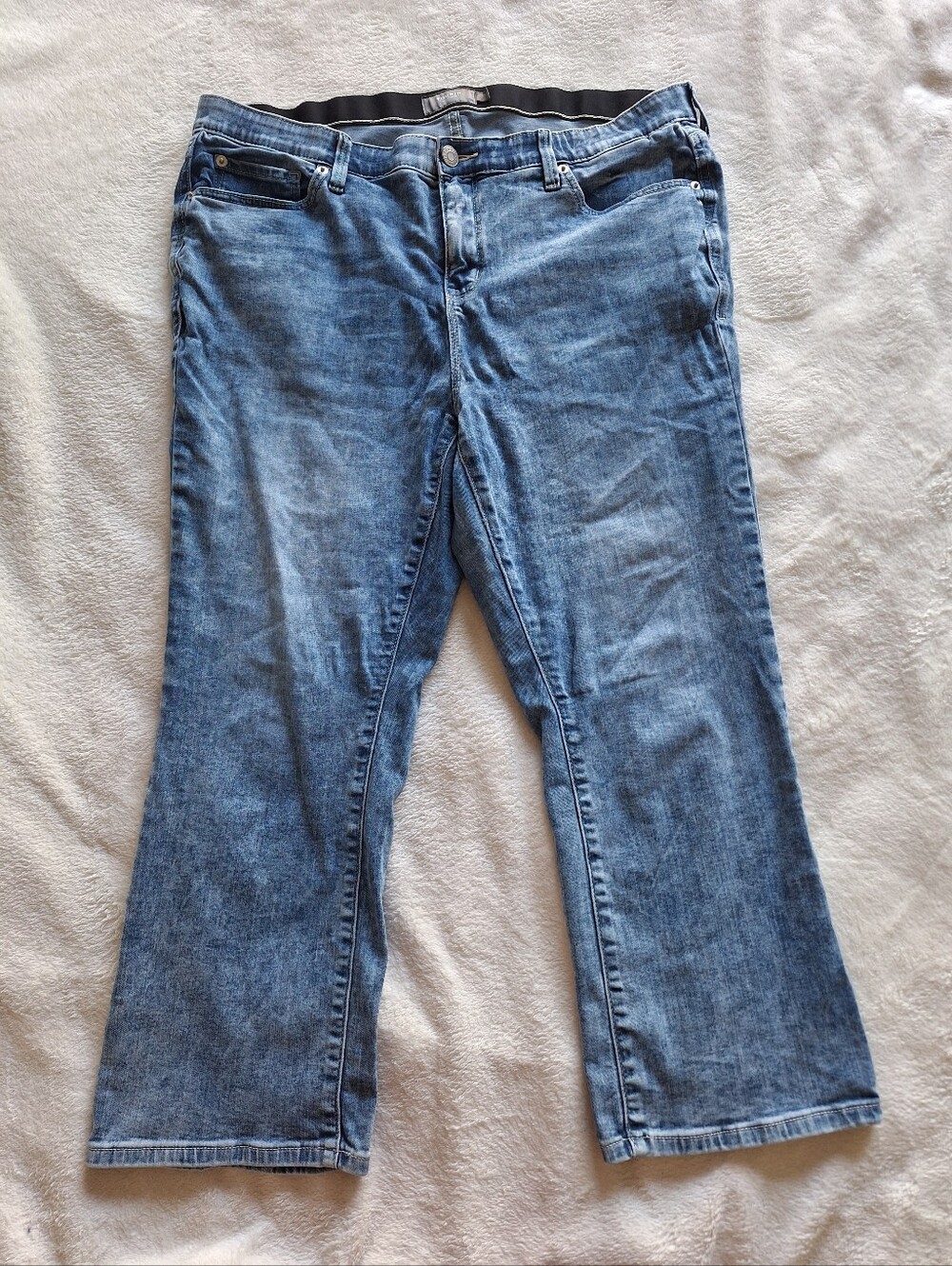 Torrid Crop Wide Leg Jeans 18 Plus Medium Wash Acid #feellthefit Denim Stretch
